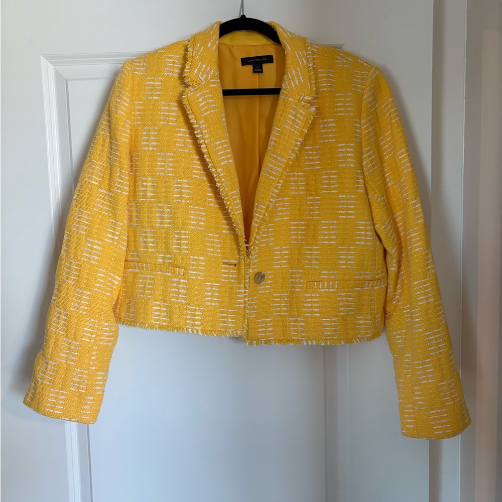 Ann Taylor Yellow Blazer Structured Cropped Suit Jacket